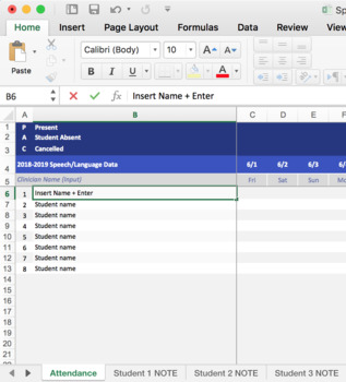 Preview of Speech Therapy Data (Excel) - Attendance, SOAP Notes, & Progress Monitoring