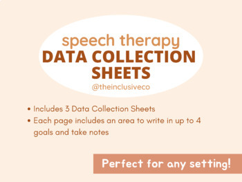 Preview of Speech Therapy Data Collection Sheets - 3 Different Types!
