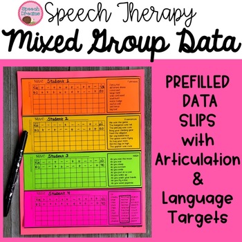 Preview of Speech Therapy Data Collection Sheets | Mixed Group Progress Monitoring