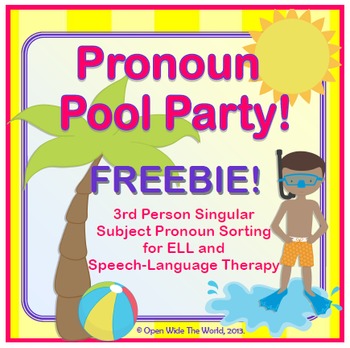 Preview of Speech Therapy - ELL - Pronouns Pool Party FREEBIE!