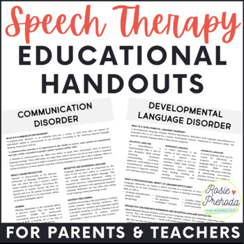 Preview of Speech Therapy Educational Handouts for Parents & Teachers