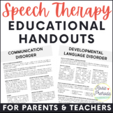 Speech Therapy Educational Handouts for Parents & Teachers