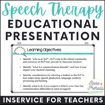 Preview of Speech Therapy Educational Presentation, An Inservice for Teachers in Schools