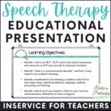 Speech Therapy Educational Presentation, An Inservice for 