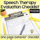 Speech Therapy Evaluation Behavior Checklist FREEBIE