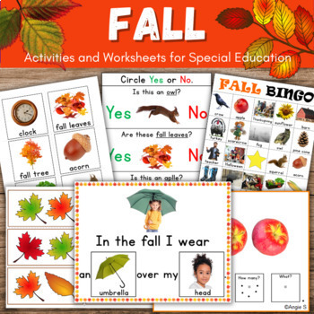 Preview of Speech Therapy Fall Activities with Real Pictures Autumn Worksheets Flashcards