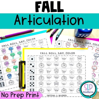 Preview of Speech Therapy Fall Articulation Activities l  Articulation Speech Sound Game