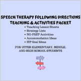 Speech Therapy Following Directions NO-PREP Teaching & Act