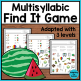 Multisyllabic Words Worksheets - Find It Game with Four Sy