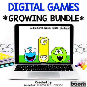 Preview of Speech Therapy Digital Games Growing Bundle Boom Cards, Summer Included