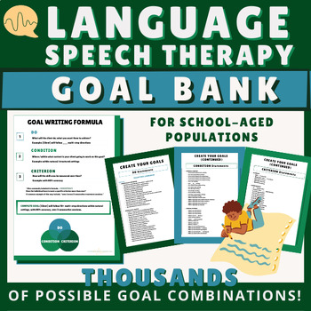Preview of Speech Therapy Goal Bank for Measurable Treatment Goals: School-Aged