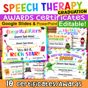 Preview of Speech Therapy Graduation Certificates | Speech, Language, Occupational Therapy
