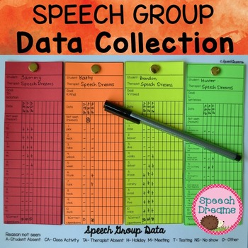 Preview of Speech Therapy Group Data Collection and Progress Monitoring
