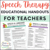 Speech Therapy Handouts for Teachers - Editable Monthly Ne