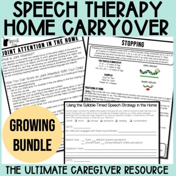 Preview of Speech Therapy Handouts and Home Carryover Bundle
