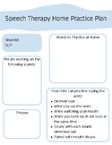 Speech Therapy Home and Classroom Practice Blank