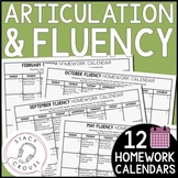 Speech Therapy Homework Calendars Articulation Fluency Mid