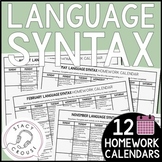 Speech Therapy Homework Calendars Language Syntax Middle S