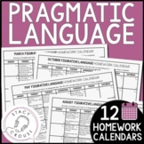 Speech Therapy Homework Calendars Pragmatic Language Middl