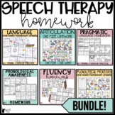 Speech Therapy Homework Color Sheets Activities BUNDLE
