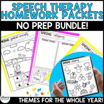 Preview of Speech Therapy Homework For The Whole Year BUNDLE