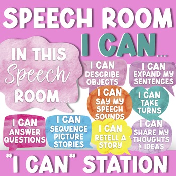 Preview of Speech Therapy I Can Affirmation Station- Back to School Speech Room Decor