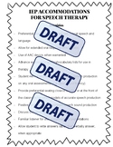Speech Therapy IEP Accommodations- Articulation