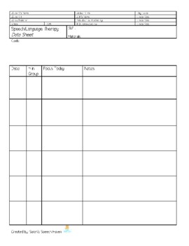 Preview of Speech Therapy SLP Individual Student Data Sheet Template
