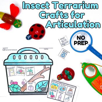 Preview of Speech Therapy Insect Crafts - 48 Cut, Color, and Glue Crafts for Articulation
