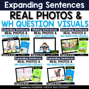 Preview of Spring Speech Therapy Language Activities Real Photos, WH Question Visuals, ESL