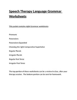 speech therapy grammar worksheets