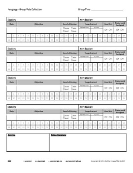 Preview of Speech Therapy: Language Group Data Sheet