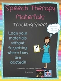 Speech Therapy Materials Tracking Sheet FREEBIE