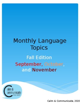 Preview of Speech Therapy Monthly Language Topics: Fall Edition!