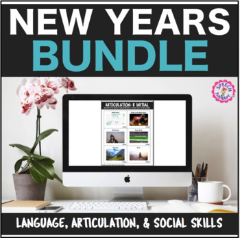Preview of New Years Interactive PDF: Language, Artic, & Social Skills Distance Learning