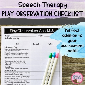 Preview of Speech Therapy Observation Checklist: English & Spanish Assessment for Play