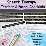 Speech Language Parent Questionnaire: Observation for Teac