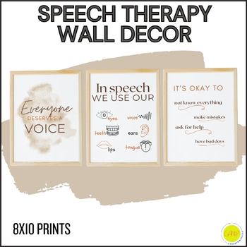 Preview of Speech Therapy Office Wall Decoration Art, Everyone Deserves A Voice, Neutral