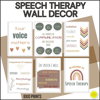 Preview of Speech Therapy Office Wall Decorations, SLP Art, Welcome To Speech Sign, Boho