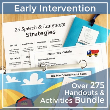 Preview of Speech Therapy Parent Handouts and Toddler Activities for Early Intervention