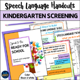 Speech Therapy Parent Handouts for Kindergarten Screening 