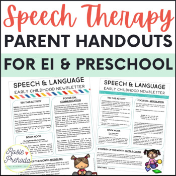 Preview of Speech Therapy Parent Handouts for Preschool & Early Intervention - Newsletters