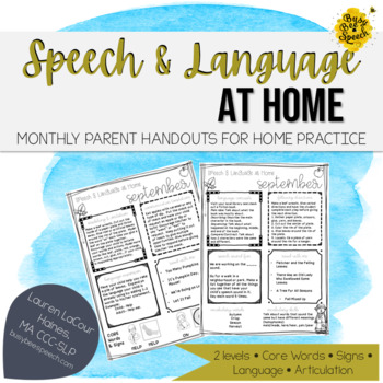 Preview of Speech Therapy Parent Handouts for the YEAR | Editable Take Home Packets