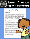 Speech Therapy Parent Note Prompts/ Report Card Prompts