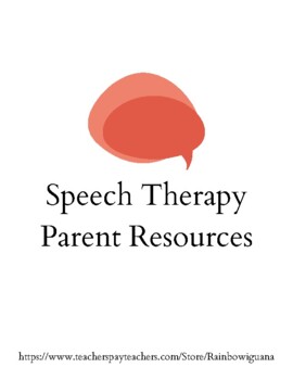 Preview of Speech Therapy Parent Resources