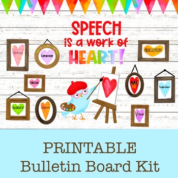 Preview of Speech Therapy Pathology Bulletin Board, Classroom/Door Decor, Rainbow