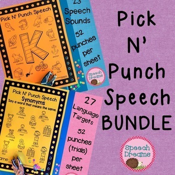 Preview of Speech Therapy Pick and Punch BUNDLE for Articulation and Language Fine Motor