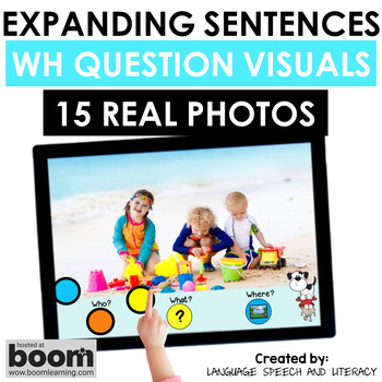 Preview of End of Year Speech Therapy Picture Scenes, WH Questions, Boom Cards for Summer
