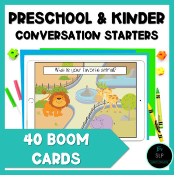 Preview of Conversation Starters Speech Therapy Activity Preschool Kindergarten BOOM Cards