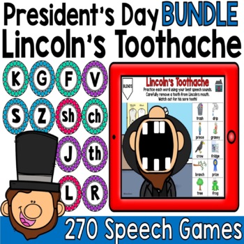 Preview of Speech Therapy President's Day BOOM CARDS BUNDLE | Articulation Games